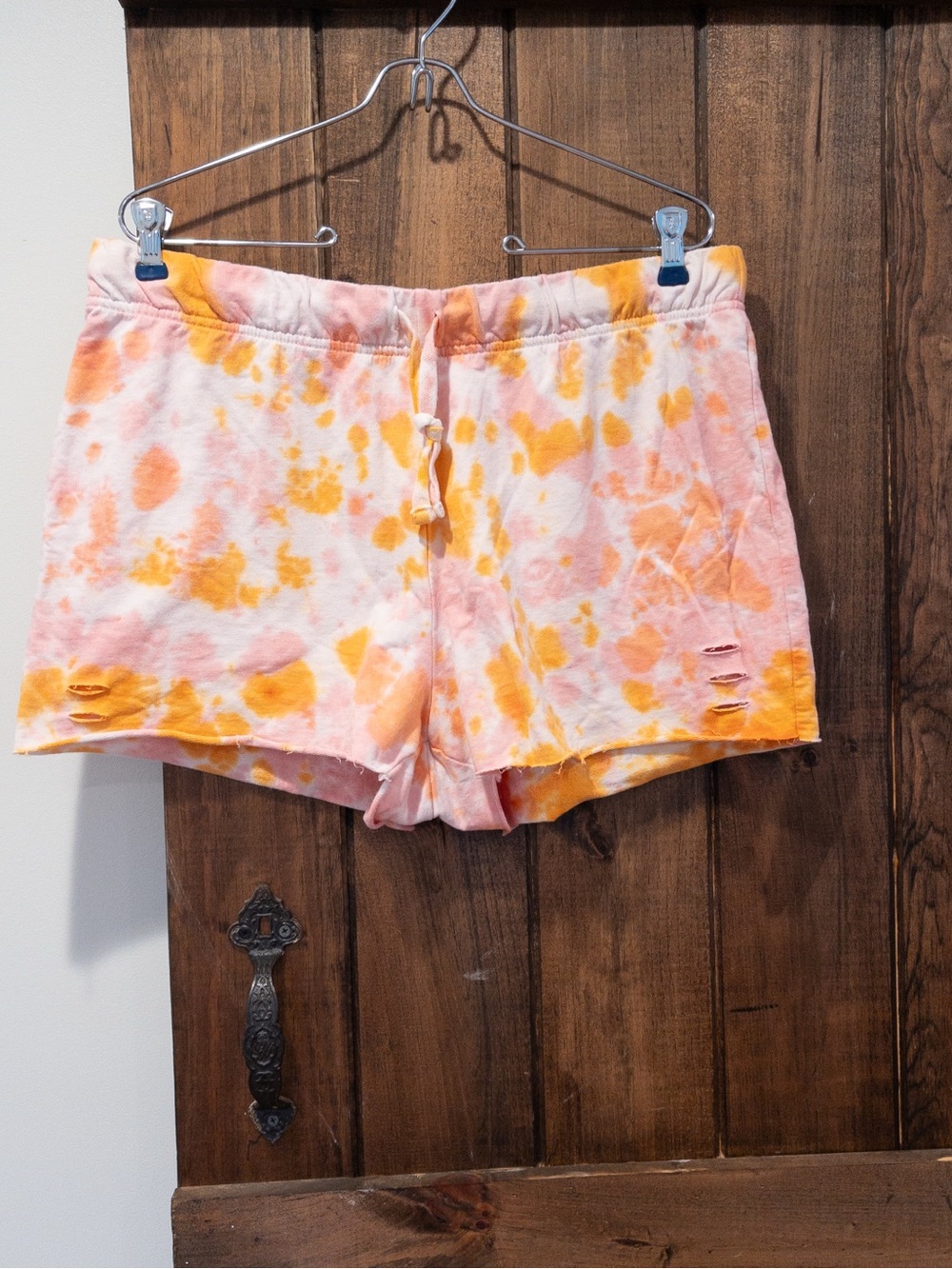 Jolie & Joy by FCT Tie Dye Cotton Blend Lounge Shorts XL Pink Orange Boho